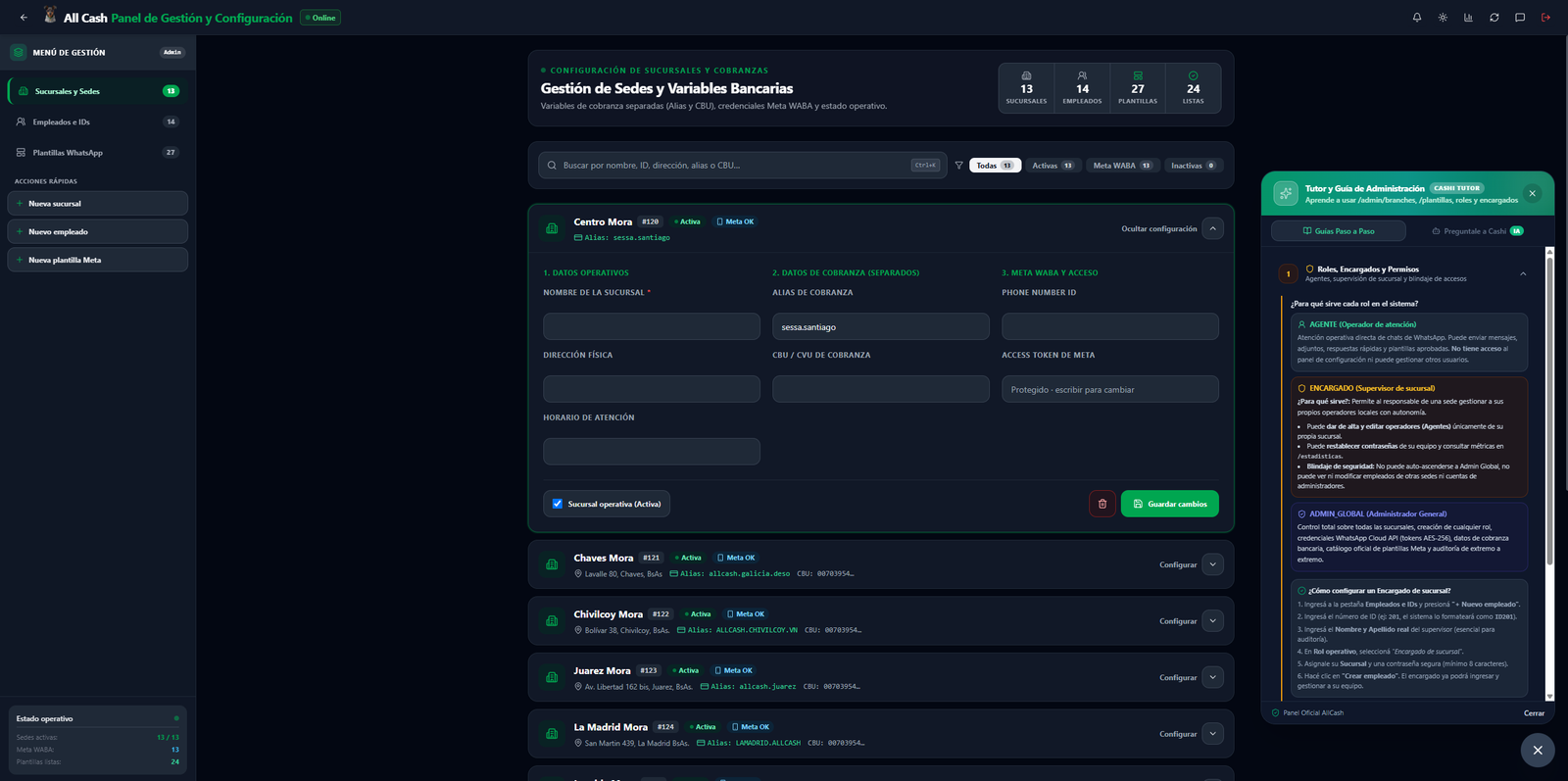 Vista previa del panel de gestión de AllCashCRM